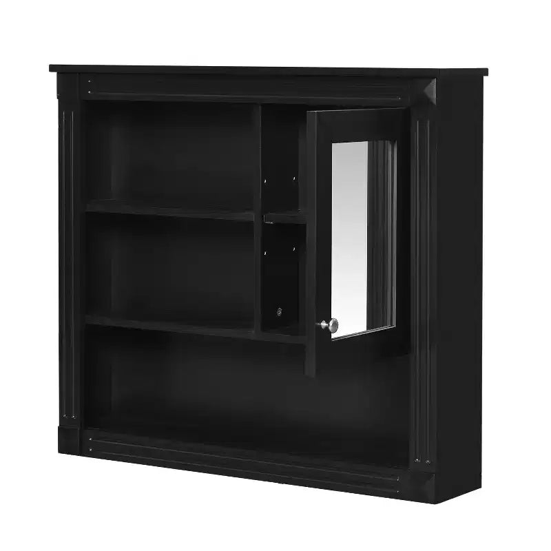 FAMYYT 32 in. W x 28 in. H Rectangular MDF Medicine Cabinet with Mirror, 5 Removable Shelves, Soft-closing Hinges