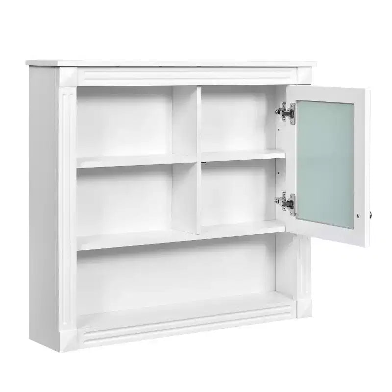 FAMYYT 32 in. W x 28 in. H Rectangular MDF Medicine Cabinet with Mirror, 5 Removable Shelves, Soft-closing Hinges