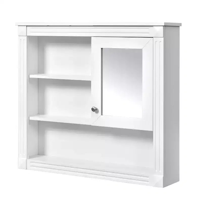 FAMYYT 32 in. W x 28 in. H Rectangular MDF Medicine Cabinet with Mirror, 5 Removable Shelves, Soft-closing Hinges