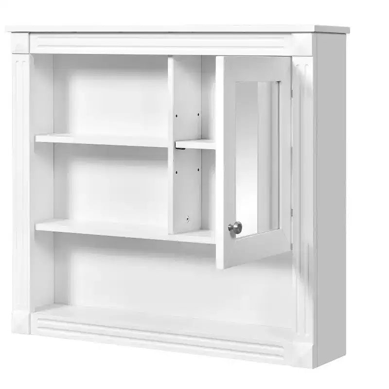 FAMYYT 32 in. W x 28 in. H Rectangular MDF Medicine Cabinet with Mirror, 5 Removable Shelves, Soft-closing Hinges