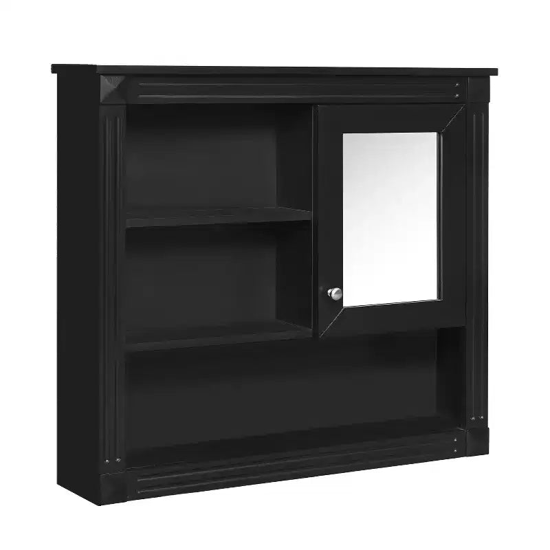 FAMYYT 32 in. W x 28 in. H Rectangular MDF Medicine Cabinet with Mirror, 5 Removable Shelves, Soft-closing Hinges