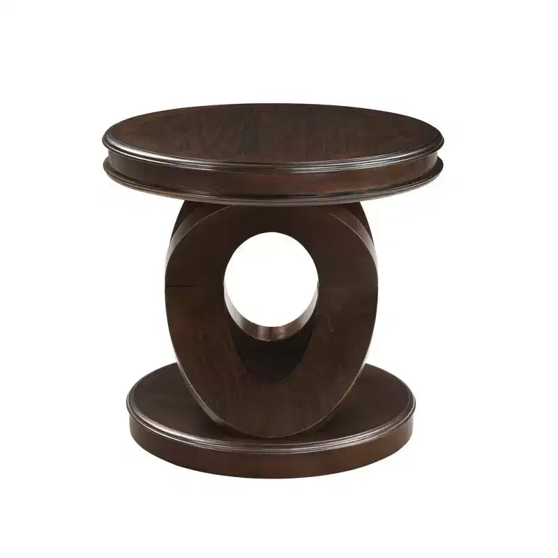 Luxystar Retro Wood Round End Table with X-shape Base for Dining or Living Room, Espresso