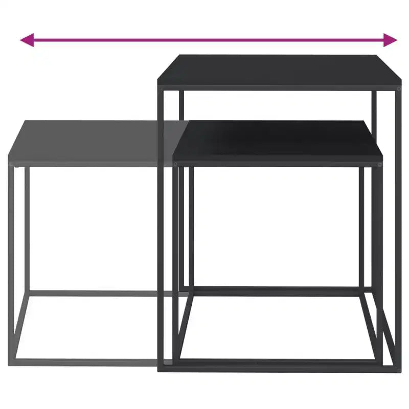 vidaXL Coffee Table Set Set of 2 Black and brown Engineered wood and iron