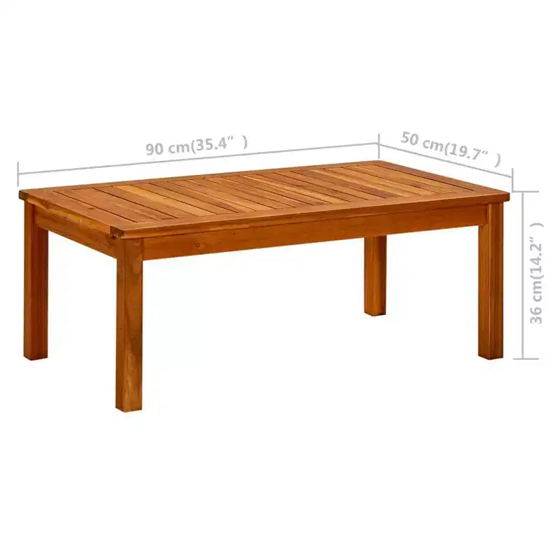 vidaXL Coffee Table Natural Wood Solid Acacia Wood - 35.4 x 19.7 x 14.2