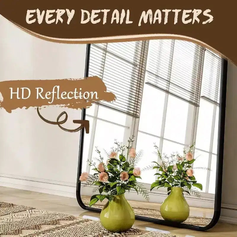 56 inchx 21 inch floor full length mirror standing full body rounded corner rectangle mirrors with stand black bedroom living room