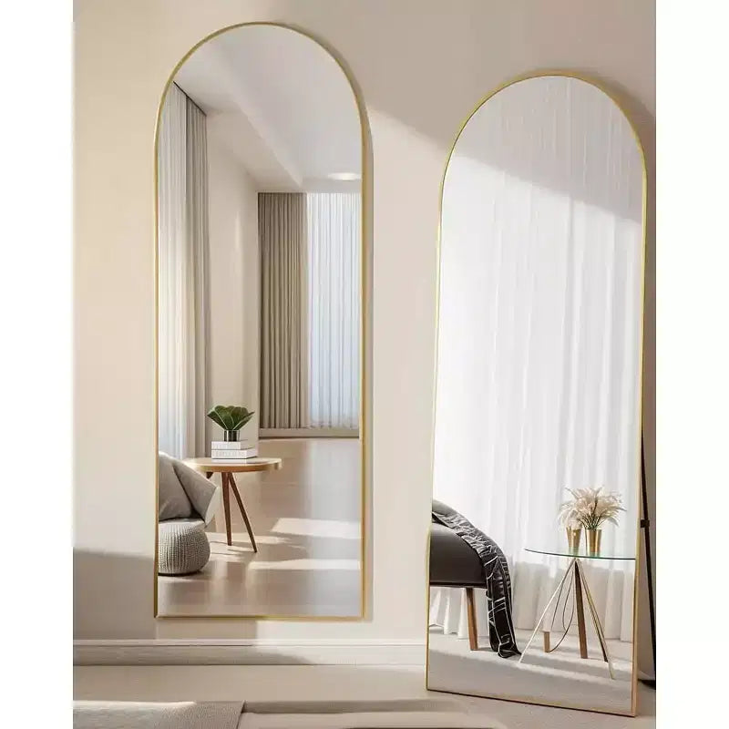Freestanding Arched Full Body Mirror 58x18, Gold Wall Mounted for Bedroom Dressing