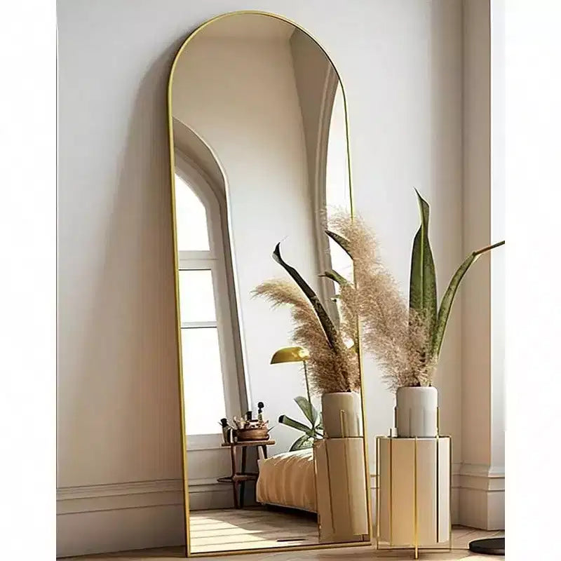 Freestanding Arched Full Body Mirror 58x18, Gold Wall Mounted for Bedroom Dressing