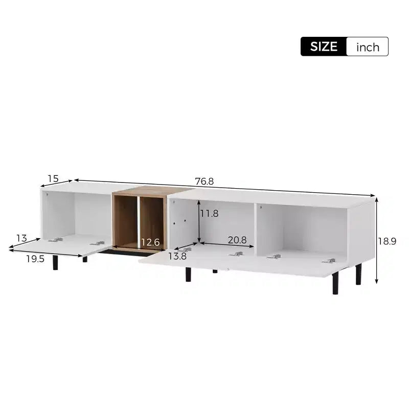 MAYEERTY Modern TV Stand for 80 TV with 3 Doors, Entertain Center with Large Storage Cabinet for Living Room Bedroom White