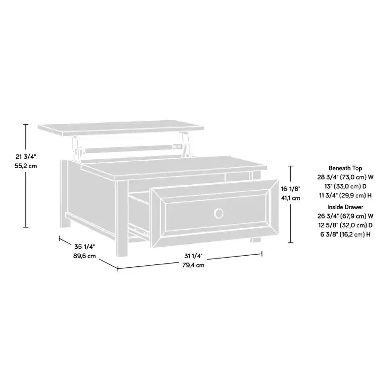 GDFStudio Halden Farmhouse Wood Lift-Top Coffee Table with Hidden Storage