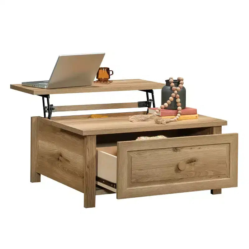 GDFStudio Halden Farmhouse Wood Lift-Top Coffee Table with Hidden Storage