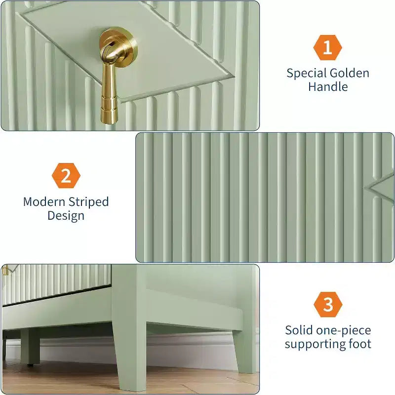 Acekool 54 6-Drawer Fluted Dresser, Modern Wide Storage Chest with Deep Drawers and Anti-Tip Kit