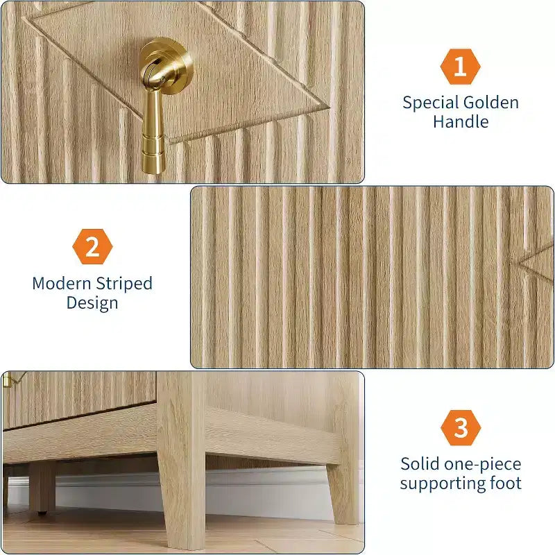Acekool 54 6-Drawer Fluted Dresser, Modern Wide Storage Chest with Deep Drawers and Anti-Tip Kit