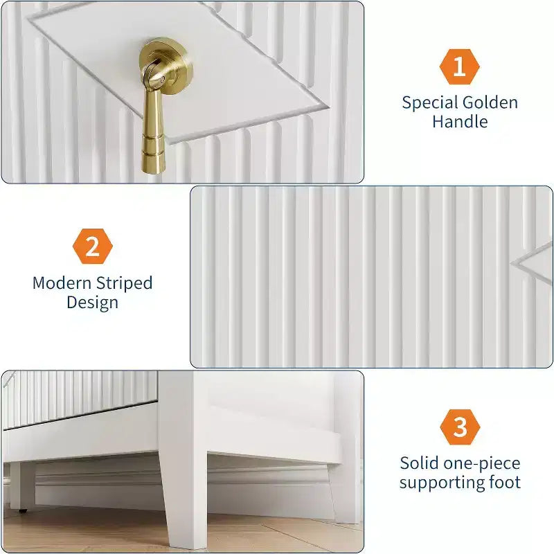 Acekool 54 6-Drawer Fluted Dresser, Modern Wide Storage Chest with Deep Drawers and Anti-Tip Kit