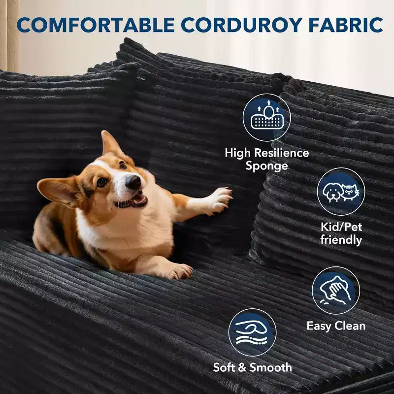 106-inch Cloud-shaped Combination Sofa, Sofa with Lounge Chair, 3-seat L-shaped Sofa for the Living Room, Memory Foam Deep Seat