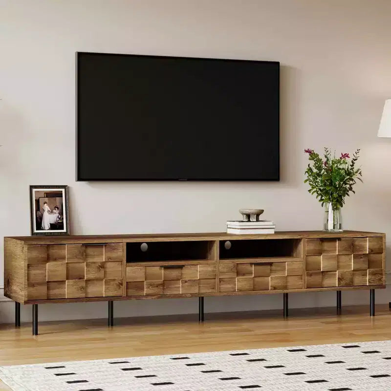 MAYEERTY Mid Century TV Stand with 2 Drawers, Media Console Table for TVs up to 85, Entertainment Center with STorage for Living Room