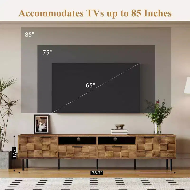 MAYEERTY Mid Century TV Stand with 2 Drawers, Media Console Table for TVs up to 85, Entertainment Center with STorage for Living Room