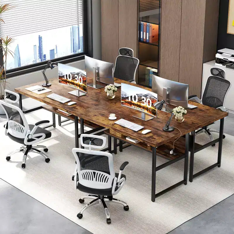 Besiost 53'' Computer Desk with Charging Station and Thickened Desktop