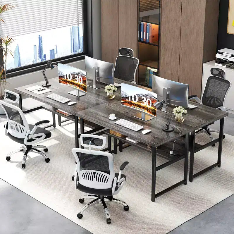 Besiost 53'' Computer Desk with Charging Station and Thickened Desktop