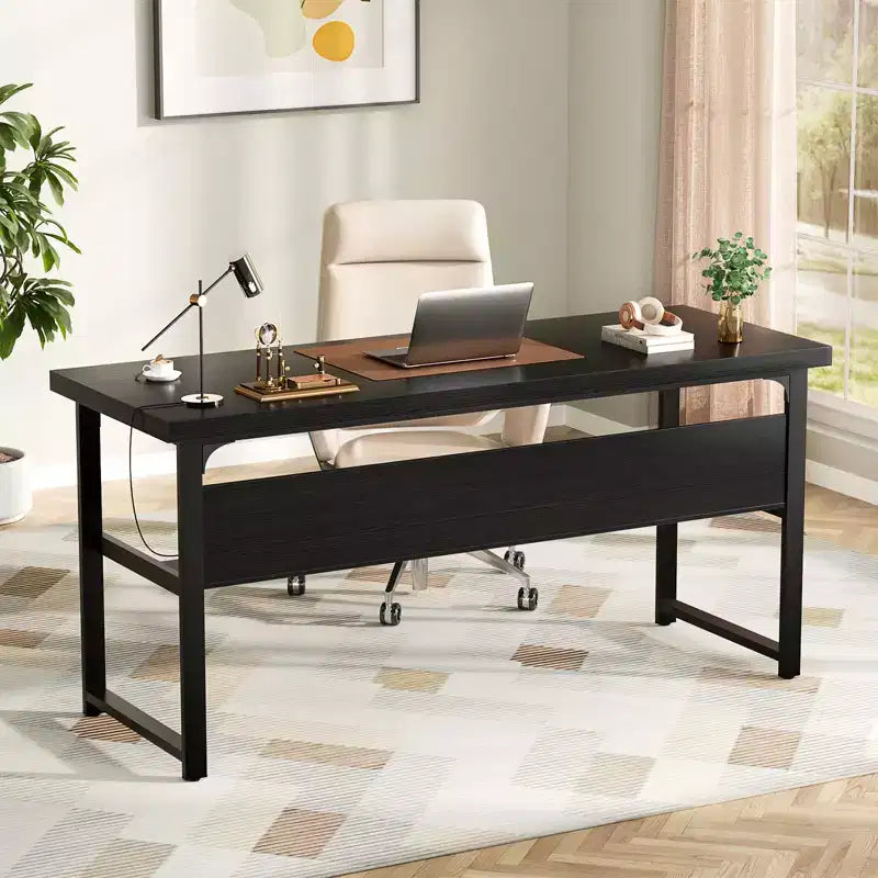 Besiost 53'' Computer Desk with Charging Station and Thickened Desktop
