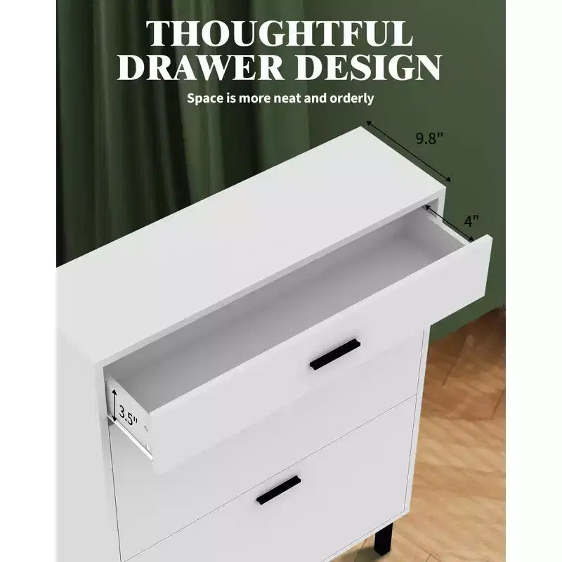 Slim 3-Drawer Shoe Storage Cabinet with Adjustable Shelves, Freestanding Wooden Storage Organizer for Entryway, Hallway, and Porch