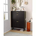 Slim 3-Drawer Shoe Storage Cabinet with Adjustable Shelves, Freestanding Wooden Storage Organizer for Entryway, Hallway, and Porch