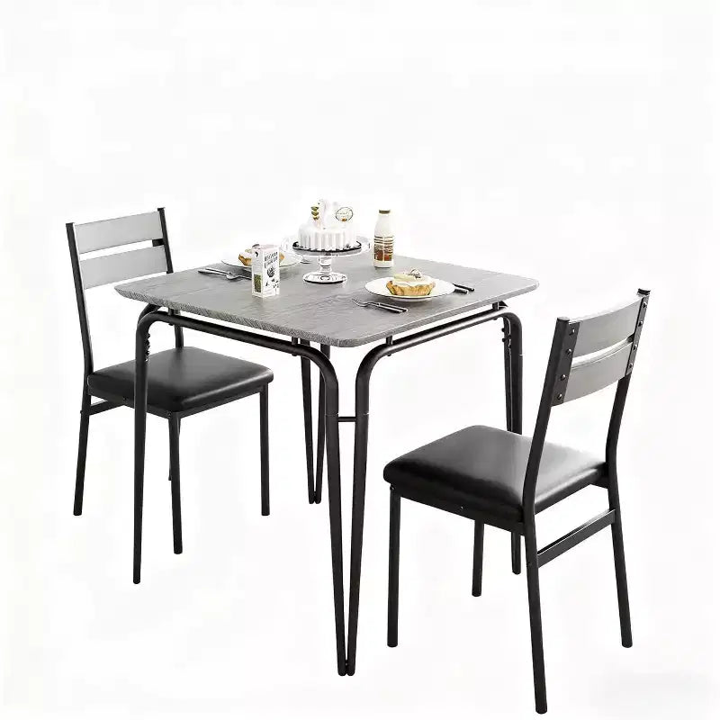 3 Piece Dining Table Set - Square Kitchen Table with Upholstered Chair for 2, Modern Small Apartment Dining Set for Apartment
