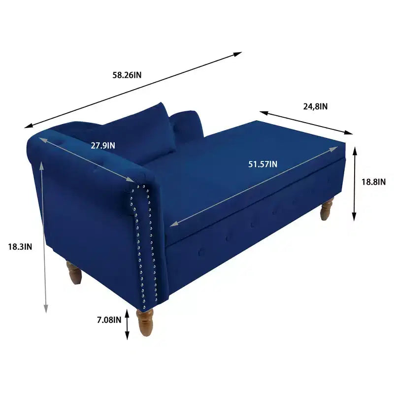 Modern Storage Sofa Recliner With Nailhead Trim, Button Tufted Upholstered Velvet Lounge Chair With Storage And Pillow For Living Room