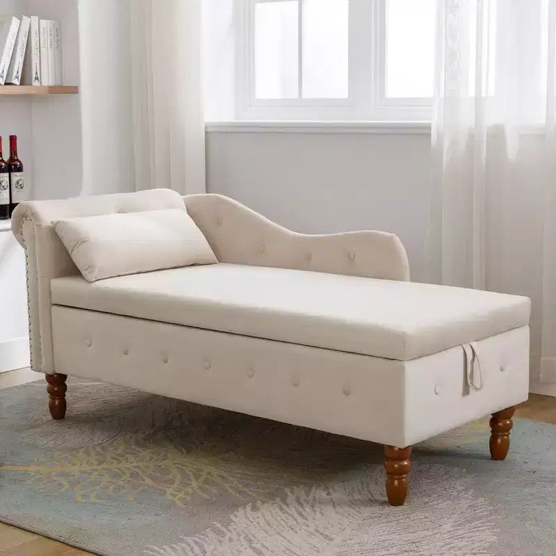 Modern Storage Sofa Recliner With Nailhead Trim, Button Tufted Upholstered Velvet Lounge Chair With Storage And Pillow For Living Room