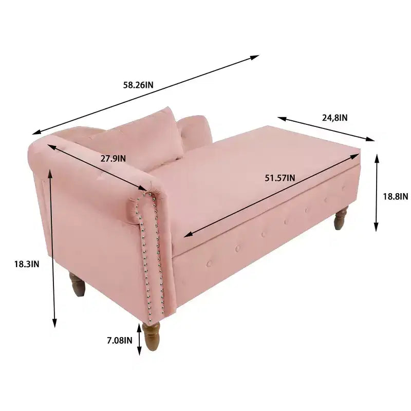 Modern Storage Sofa Recliner With Nailhead Trim, Button Tufted Upholstered Velvet Lounge Chair With Storage And Pillow For Living Room