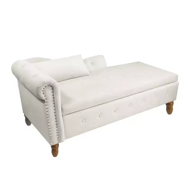 Modern Storage Sofa Recliner With Nailhead Trim, Button Tufted Upholstered Velvet Lounge Chair With Storage And Pillow For Living Room