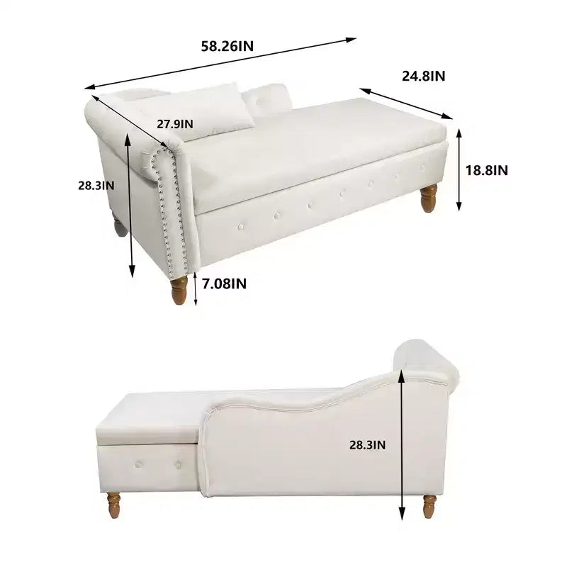 Modern Storage Sofa Recliner With Nailhead Trim, Button Tufted Upholstered Velvet Lounge Chair With Storage And Pillow For Living Room