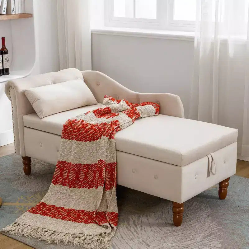 Modern Storage Sofa Recliner With Nailhead Trim, Button Tufted Upholstered Velvet Lounge Chair With Storage And Pillow For Living Room