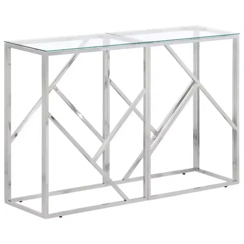 vidaXL Console Table Hallway Living Room Stainless Steel and Tempered Glass