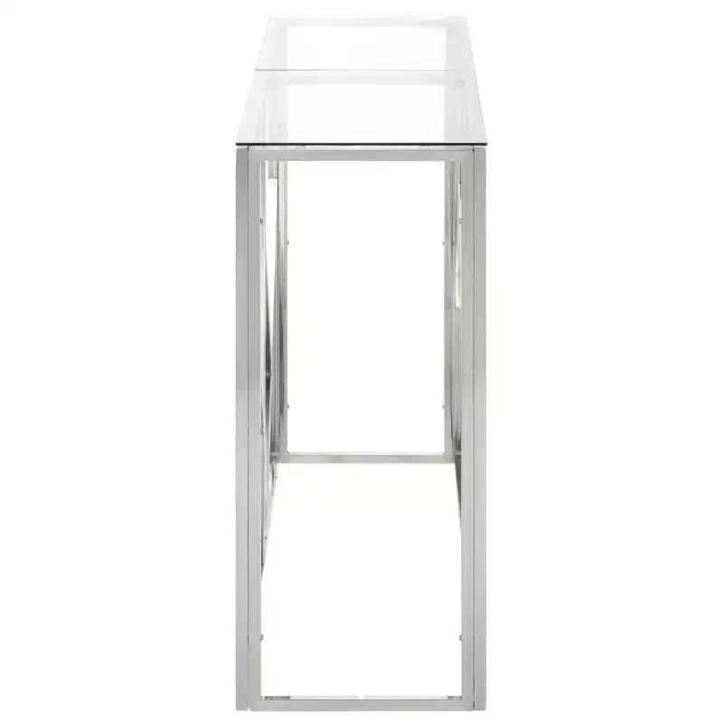 vidaXL Console Table Hallway Living Room Stainless Steel and Tempered Glass