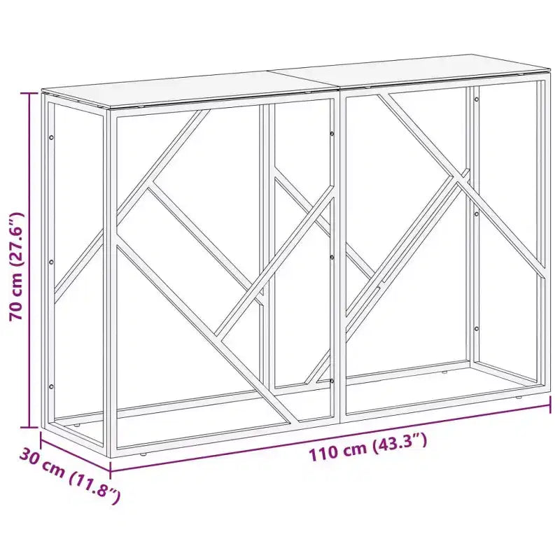 vidaXL Console Table Hallway Living Room Stainless Steel and Tempered Glass