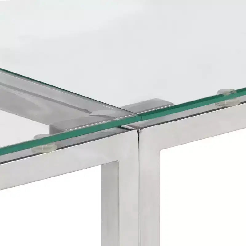 vidaXL Console Table Hallway Living Room Stainless Steel and Tempered Glass