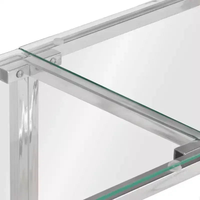 vidaXL Console Table Hallway Living Room Stainless Steel and Tempered Glass
