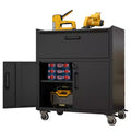 VIYET 35 Rolling Steel Tool Cabinet - Heavy-Duty Metal Storage with Top Fence, Locking Casters & Adjustable Shelf for Garage & Workshop, Black