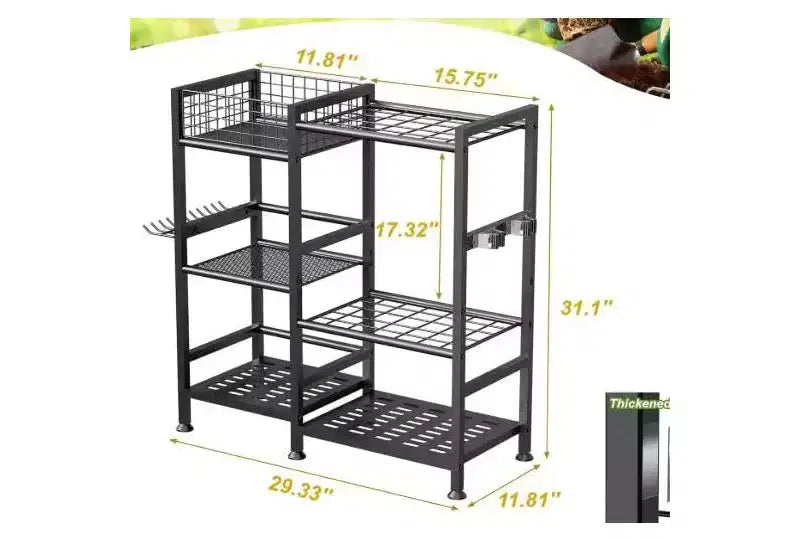31 in Garden Tool Organizer, 2 Tier Yard Tool Storage Rack,Steel Yard Tool Racks To Store Long Handled Tools,Garage Tool Stand,Tool Holder