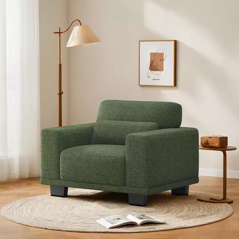 40 In Modern Deep-Seated Wide-Arm Single Sofa, Living Room Single Sofa, Comfortable Single Sofa with a Maximum Weight Capacity of 300 lbs, Green