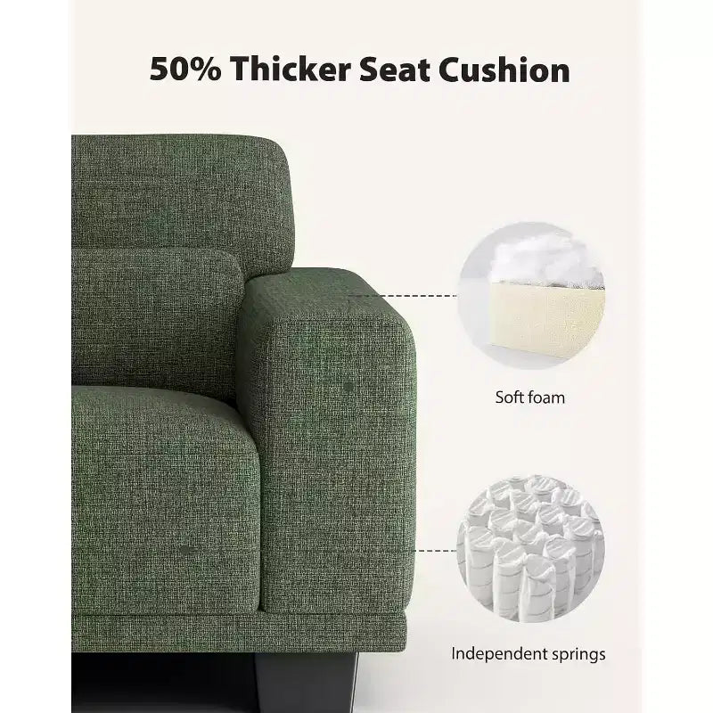 40 In Modern Deep-Seated Wide-Arm Single Sofa, Living Room Single Sofa, Comfortable Single Sofa with a Maximum Weight Capacity of 300 lbs, Green
