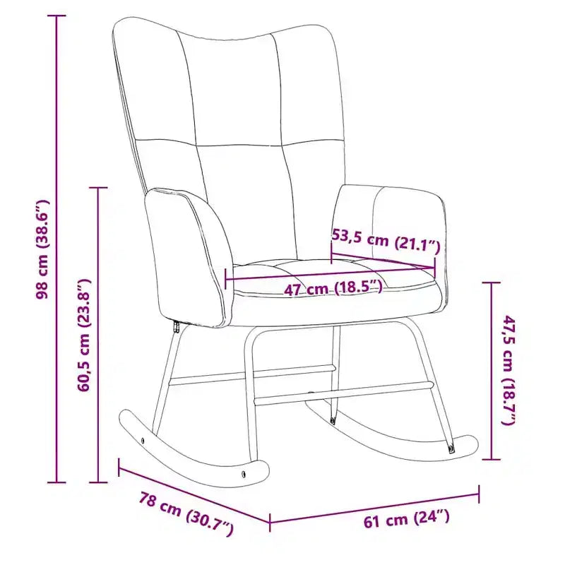 vidaXL Rocking Chair Accent Side Chair Padded Seat for Living Room Velvet - Blue Without footrest