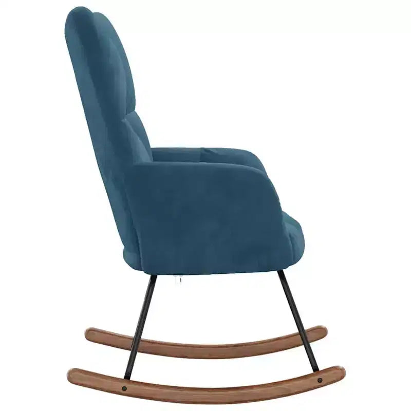 vidaXL Rocking Chair Accent Side Chair Padded Seat for Living Room Velvet - Blue Without footrest