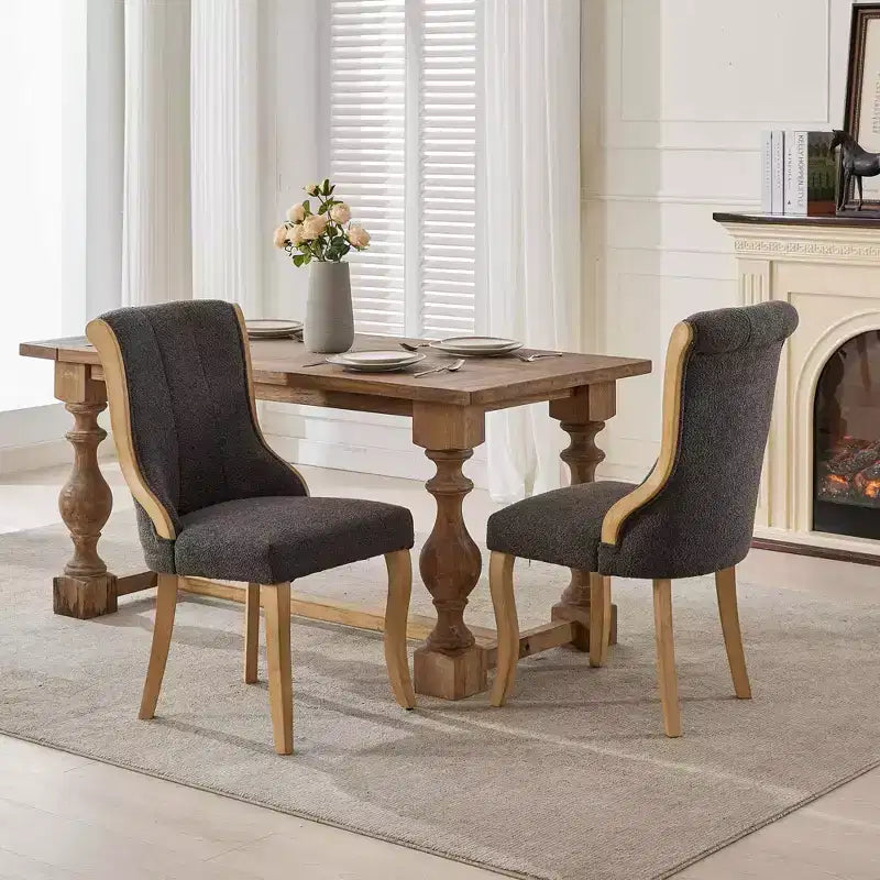 2cs Mid-Century Velvet Armless Chairs with Curved Wood Trim & Sculpted Legs, Upholstered Accent Seating for Dining Room Living Room Bedroom