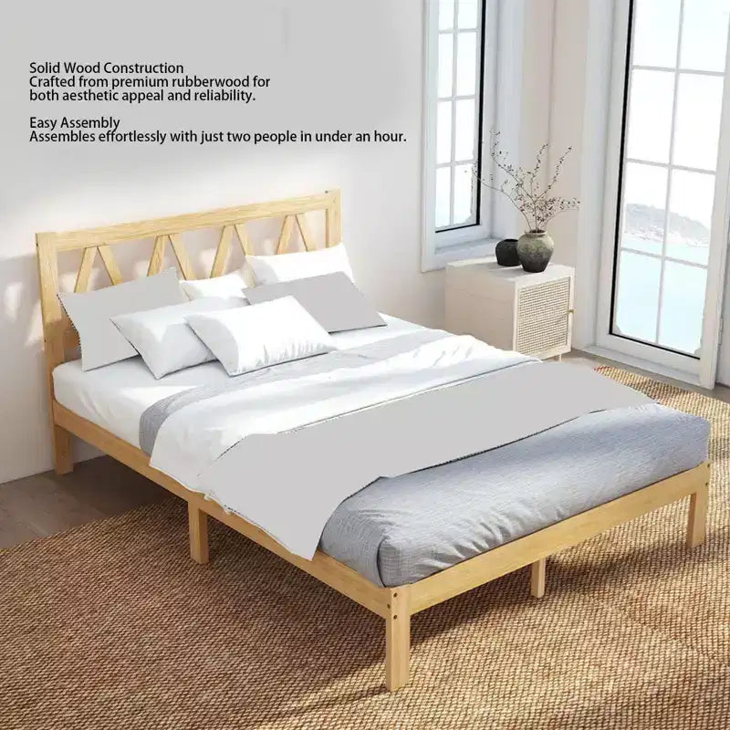AEELLEEA Full Size Bed Frame Strong Load Bearing Easy Assembly Minimalist Wood Platform Bed Frame for Home Bedroom