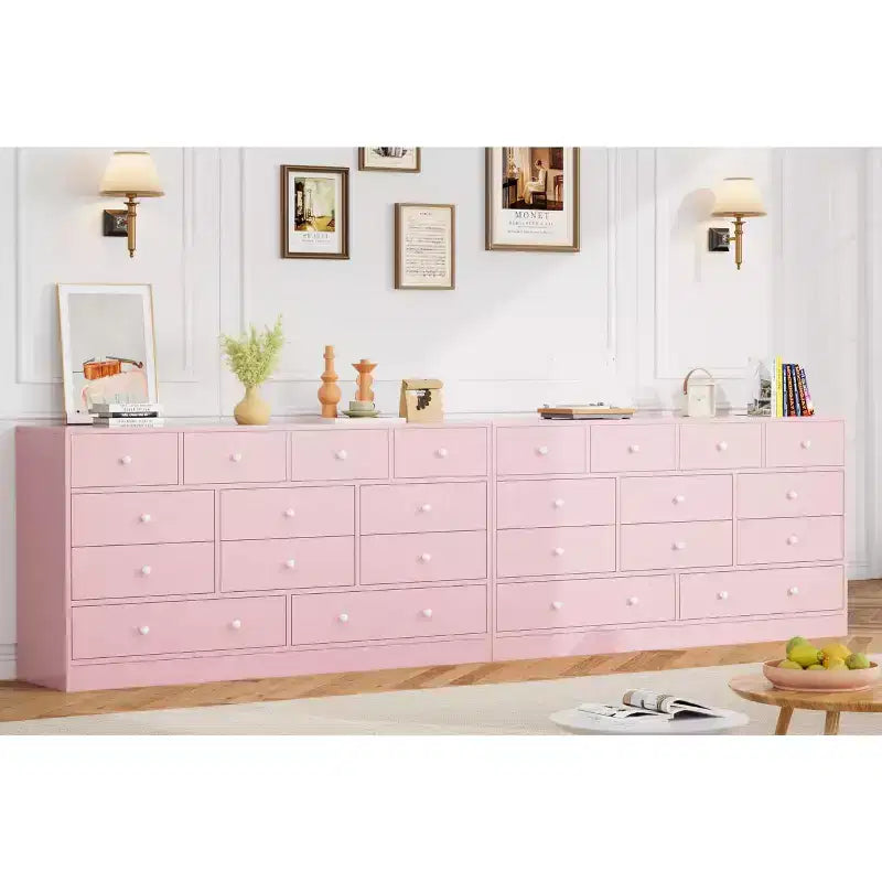 12 Drawer Dresser for Bedroom, 61'' Modern Dresser TV Stand with Charging Station, Large Wooden Chest Od Drawers for Nursery, Closet, Living Room