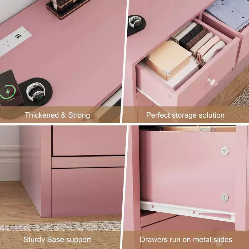 12 Drawer Dresser for Bedroom, 61'' Modern Dresser TV Stand with Charging Station, Large Wooden Chest Od Drawers for Nursery, Closet, Living Room