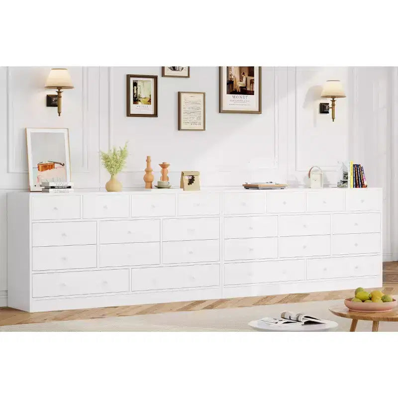 12 Drawer Dresser for Bedroom, 61'' Modern Dresser TV Stand with Charging Station, Large Wooden Chest Od Drawers for Nursery, Closet, Living Room