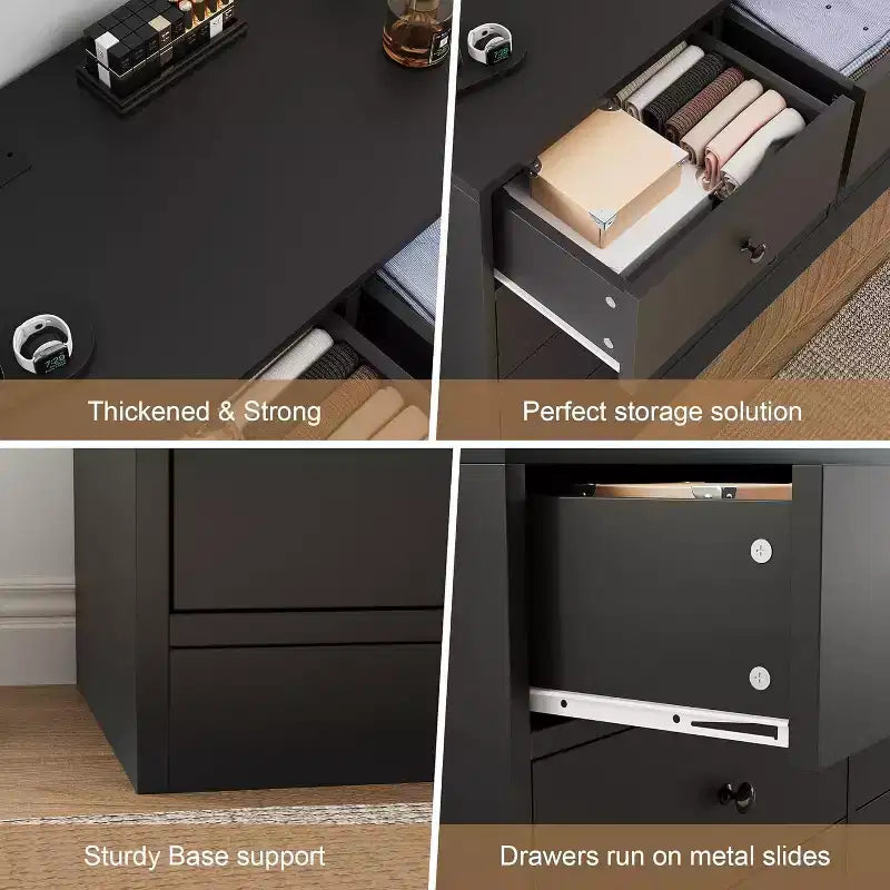 12 Drawer Dresser for Bedroom, 61'' Modern Dresser TV Stand with Charging Station, Large Wooden Chest Od Drawers for Nursery, Closet, Living Room