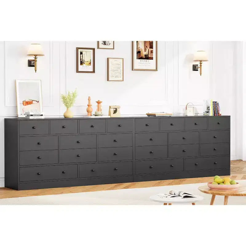 12 Drawer Dresser for Bedroom, 61'' Modern Dresser TV Stand with Charging Station, Large Wooden Chest Od Drawers for Nursery, Closet, Living Room